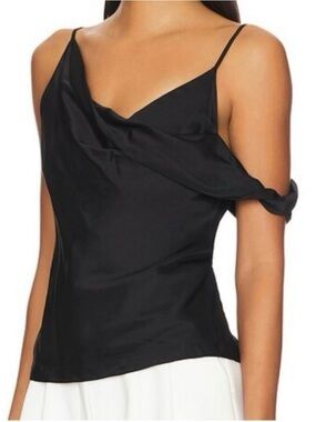 A.L.C. Ramona Black Draped Off Shoulder Satin Top Sz 4 NWT